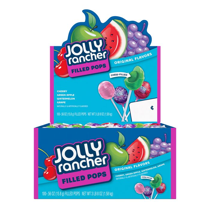 Image of JOLLY RANCHER Original Filled Lollipops Changemaker Candy Box, 100 Count Packaging