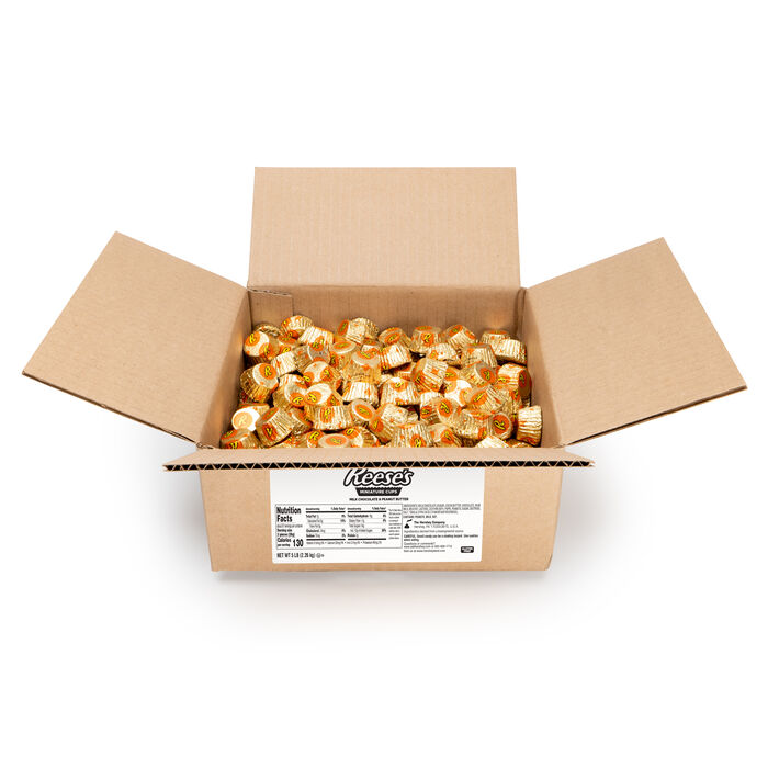 Image of REESE’S Peanut Butter Cups Miniatures 5 lbs. Bulk Candy Box Packaging