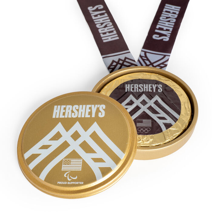 Image of Hershey&rsquo;s Team USA Chocolate Medal Tin (Paralympics) Packaging