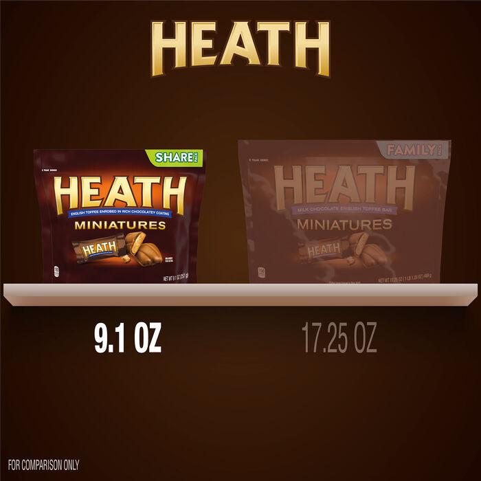 Image of HEATH Miniatures Chocolatey English Toffee Candy Share Pack, 9.1 oz Packaging