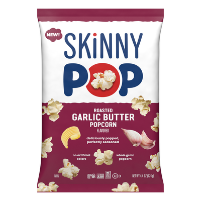 SKINNYPOP Roasted Garlic Butter Flavored Popcorn, 4.4 oz bag