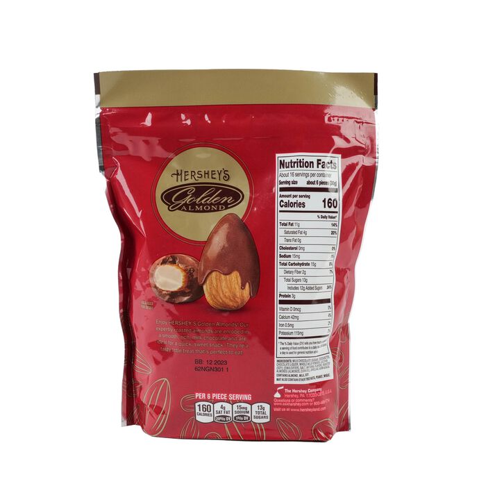 Image of HERSHEY'S Milk Chocolate Covered Almond 16oz Pouch Packaging