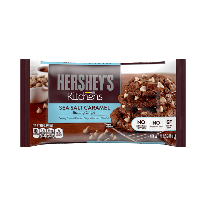 Image of HERSHEY’S Kitchens Sea Salt Caramel Chips, 10 oz. Bag Packaging