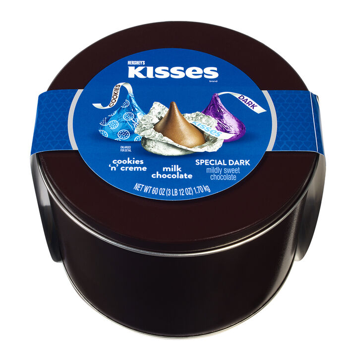 HERSHEY'S KISSES 3.75lb Tin: Trio of Exquisite Chocolate Flavors