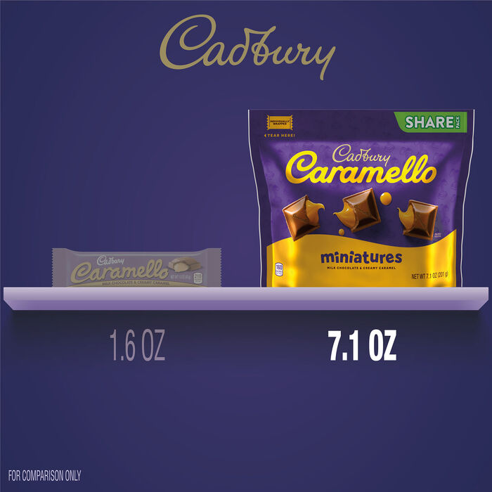 Image of CADBURY CARAMELLO Miniatures Milk Chocolate Caramel Candy Share Pack, 7.1 oz Packaging
