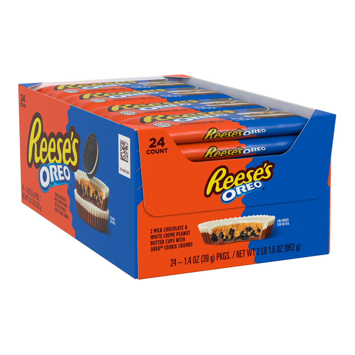 Image of REESE'S OREO® Milk Chocolate and White Creme Peanut Butter Cups Candy Packs, 1.4 oz (24 Count) Packaging