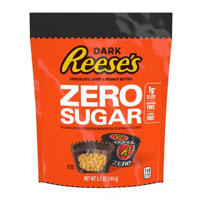 REESE'S Zero Sugar Miniatures Dark Chocolate Peanut Butter Cups Candy Bag, 5.1 oz