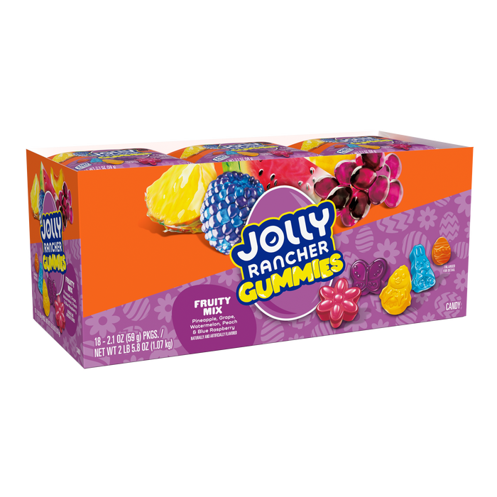 Image of JOLLY RANCHER Fruity Mix Easter Gummies, 2.1 oz (18 Count) Packaging
