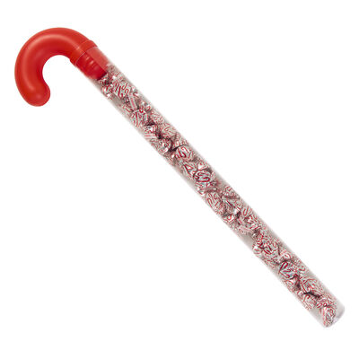 HERSHEY'S KISSES Candy Cane Flavored Candy-Filled Plastic Jumbo Cane, Christmas Candy Cane, 9.6 oz