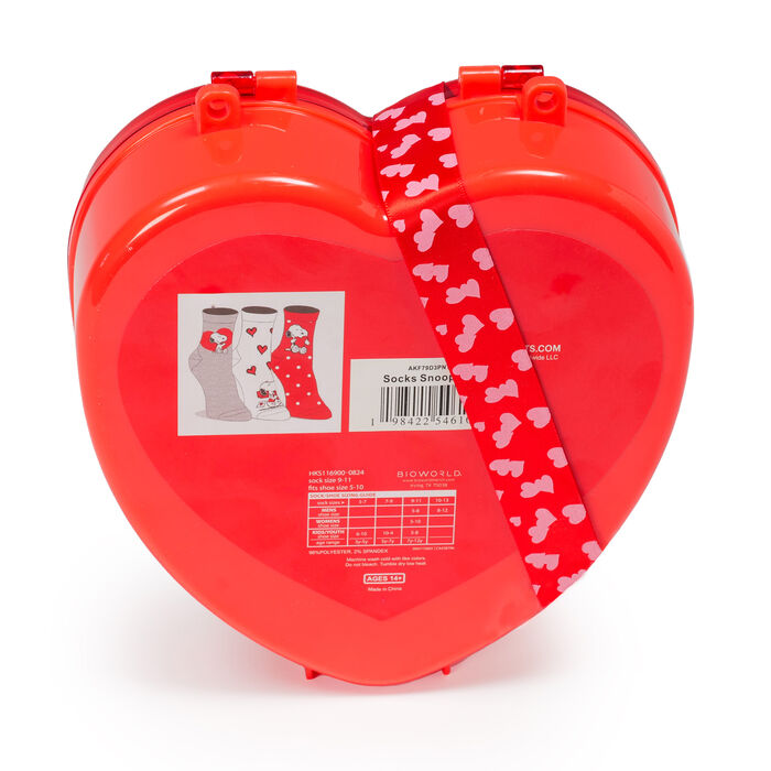 Image of Snoopy™ 3-Pack Valentine's Socks Set Packaging