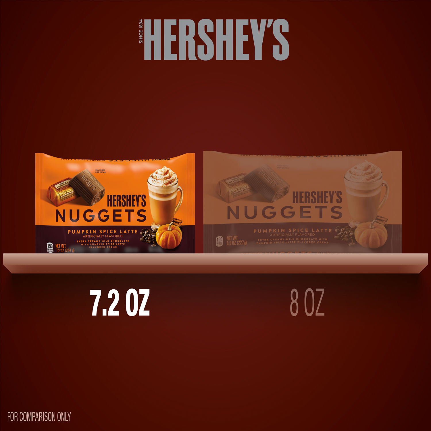 HERSHEY'S NUGGETS Pumpkin Spice Latte Flavored, Fall Candy Bag, 7.2 oz