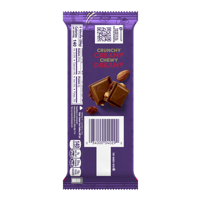 Image of CADBURY FRUIT & NUT Milk Chocolate X-Large Bar, 3.5 oz Packaging
