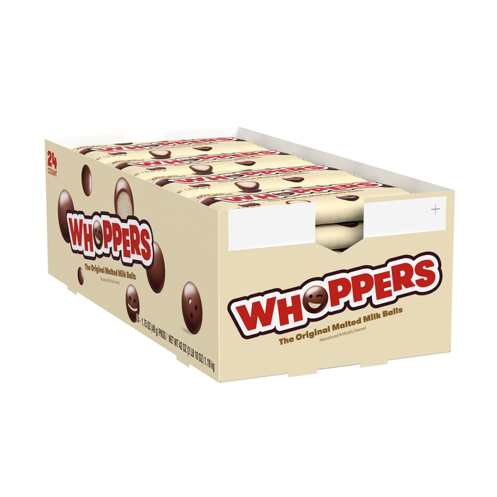 Image of WHOPPERS Malted Milk Balls Candy Packs, 1.75 oz (24 Count) Packaging