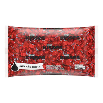 HERSHEY'S KISSES Milk Chocolates in Red Foils - 66.7oz Candy Bag