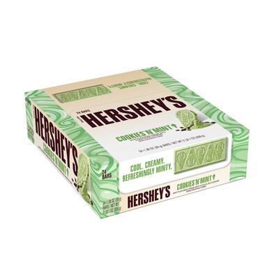HERSHEY'S Cookies 'N' Mint Ice Cream Flavored Standard Size Candy Bar, 1.38oz (24 Count)