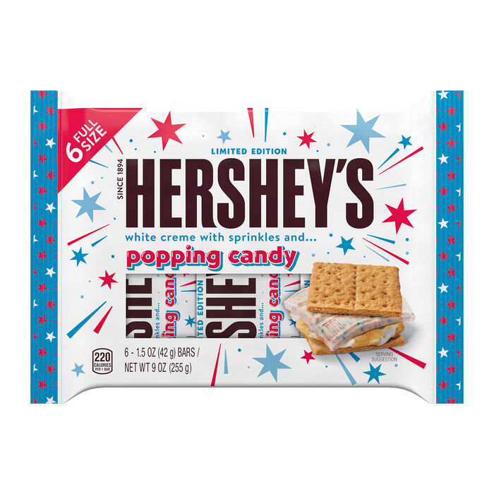Image of HERSHEY'S White Creme With Sprinkles and Popping Candy Standard Bar 1.88 oz. 6-Pack 9 oz. Packaging