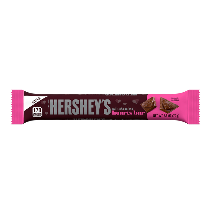 Image of Valentine's HERSHEY'S Milk Chocolate Hearts King Size 2.5 oz. Packaging