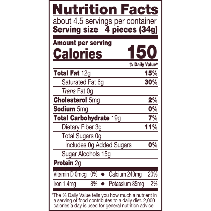 Image of HERSHEY'S Zero Sugar Chocolate Candy Bars with Almonds, 5.1 oz bag Packaging