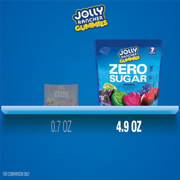 Image of JOLLY RANCHER Gummies Zero Sugar Assorted Fruit Flavored Candy Bag, 4.9 oz Packaging