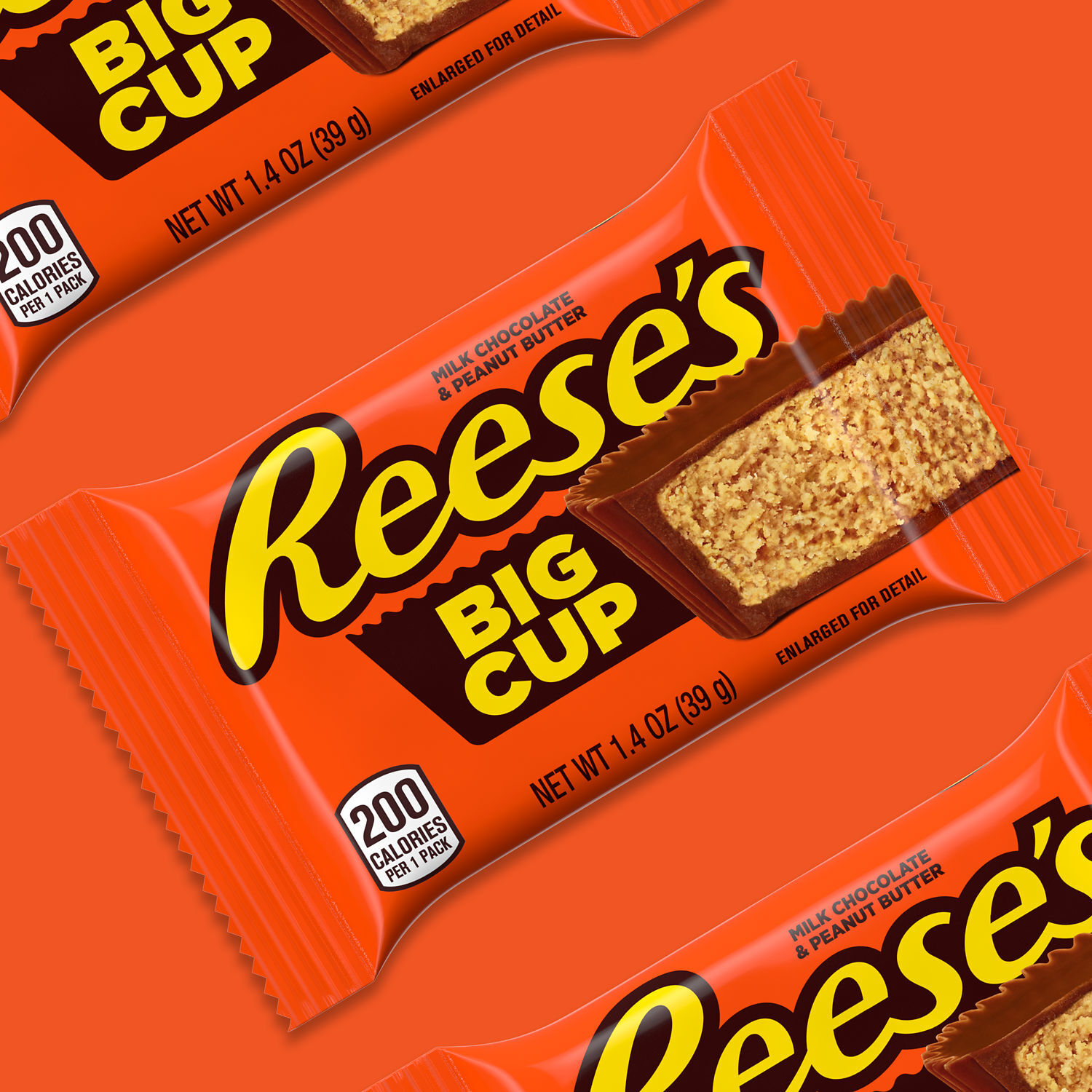 REESE'S Big Cup Milk Chocolate Peanut Butter Cups Candy Packs, 1.4 oz ...