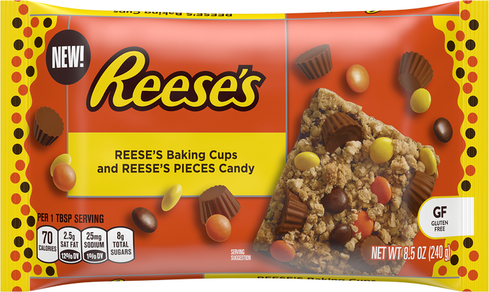 Image of REESE'S Baking Cups and REESE'S PIECES Candy, 8.5 oz. Bag Packaging