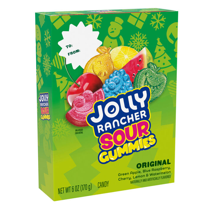 Image of JOLLY RANCHER Original Fruit Flavored Sour Gummies, Christmas Candy Gift Box, 6 oz Packaging