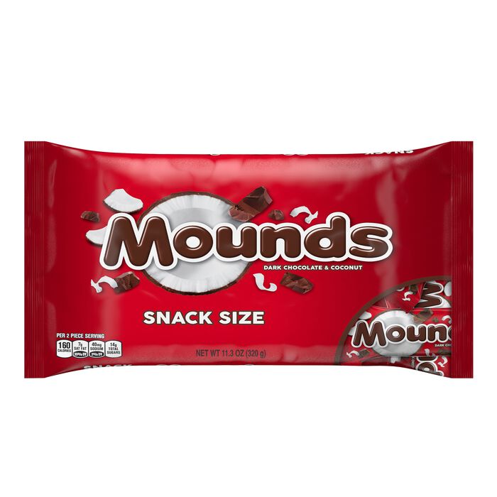 Image of MOUNDS Dark Chocolate and Coconut Snack Size, Candy Bars Bag, 11.3 oz Packaging
