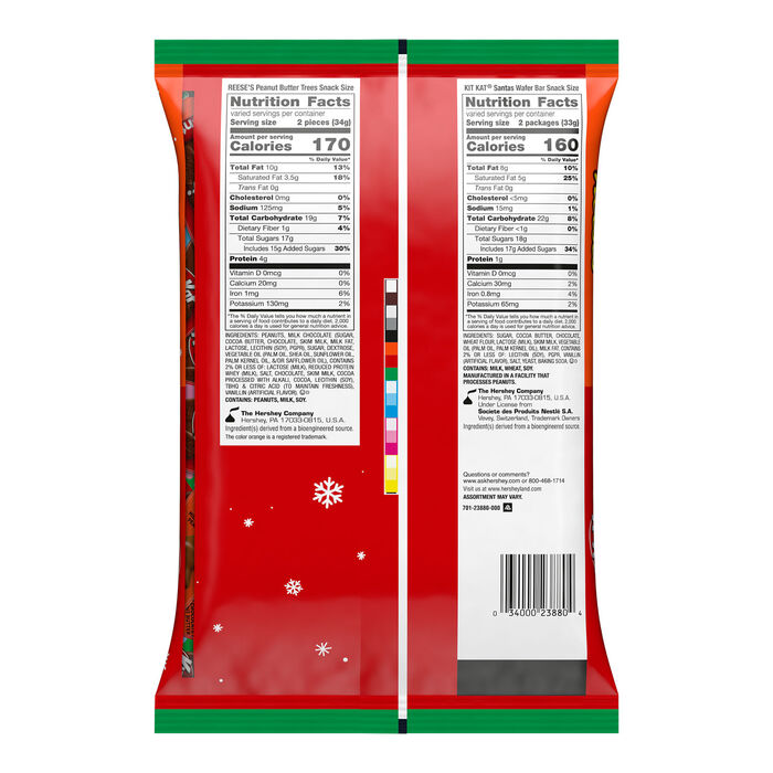Image of KIT KAT® and REESE'S Milk Chocolate Snack Size Assorted Christmas Candy Bag, 18.45 oz Packaging