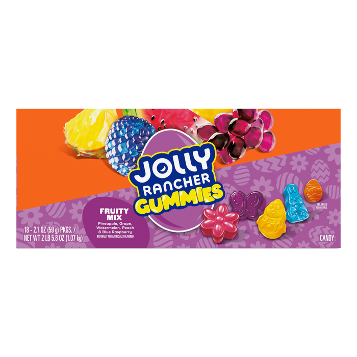 Image of JOLLY RANCHER Fruity Mix Easter Gummies, 2.1 oz (18 Count) Packaging