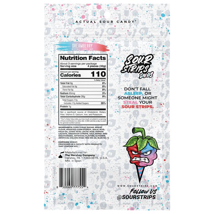 Image of Sour Strips Dreamberry Candy Peg Bag, 3.4oz Packaging