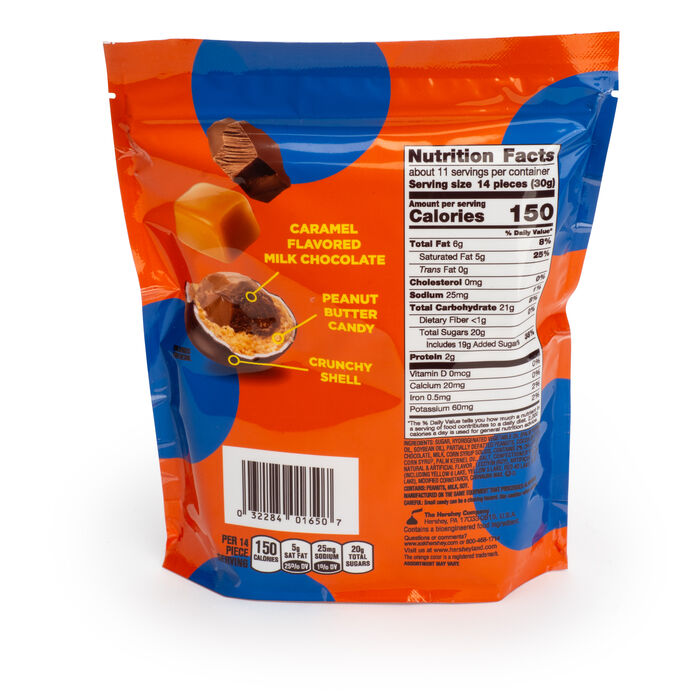 Image of REESE'S PIECES Caramel Flavored Milk Chocolate Candy, 12 oz bag Packaging