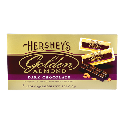 GOLDEN ALMOND Dark Chocolate 14oz Box of Five 2.8oz Candy Bars