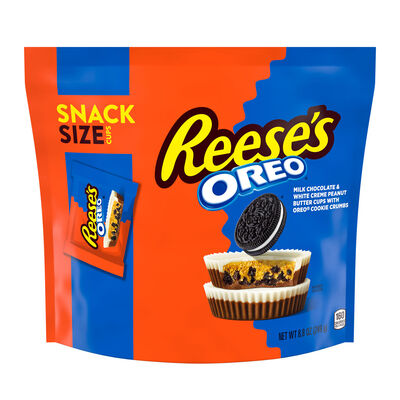 REESE'S OREO&reg; Milk Chocolate and White Creme Snack Size Peanut Butter Cups, 8.8 oz