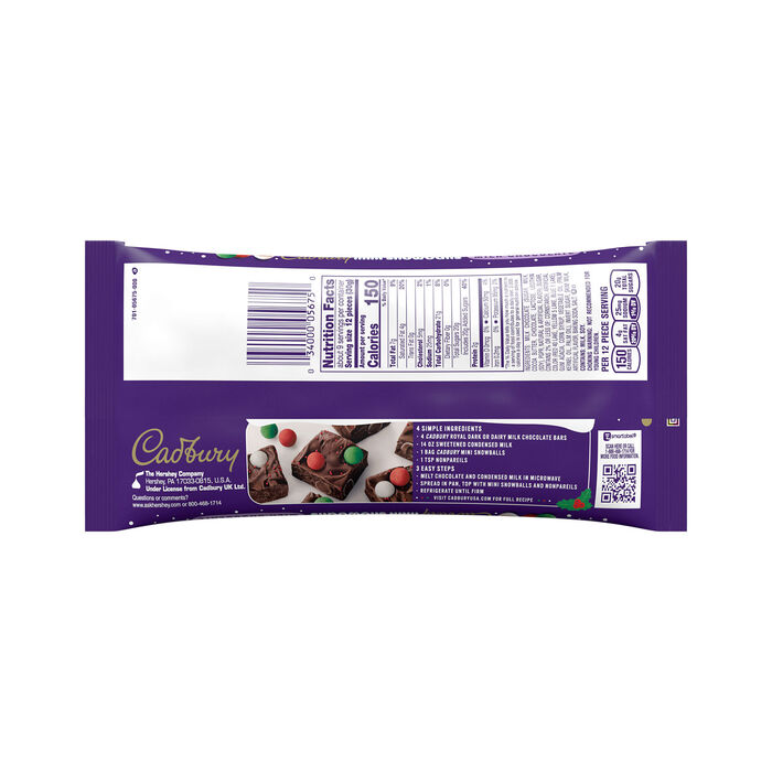 Image of CADBURY Milk Chocolate Mini Snowballs Christmas Candy Bag, 9 oz Packaging