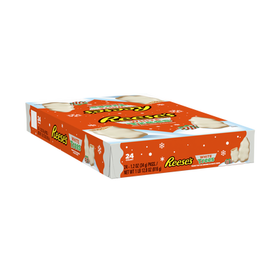 REESE'S White Creme Peanut Butter Trees, Christmas Candy Packs, 1.2 oz (24 Count)