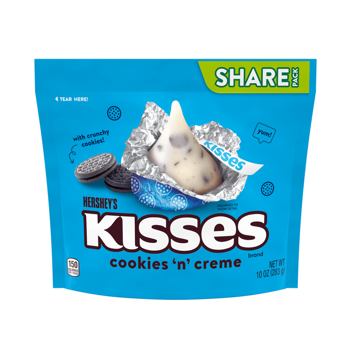 Image of KISSES Cookies N Crème 10 oz. Share Bag Packaging