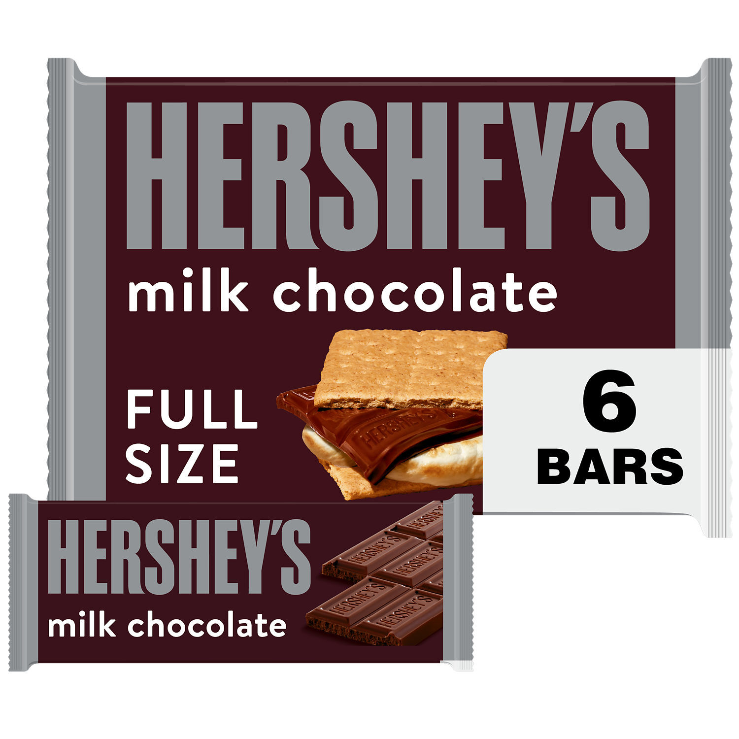 HERSHEY S Milk Chocolate Candy Bars 1 55 Oz 6 Count hershey-s-milk-chocolate-candy-bars-1-55-oz-6-count