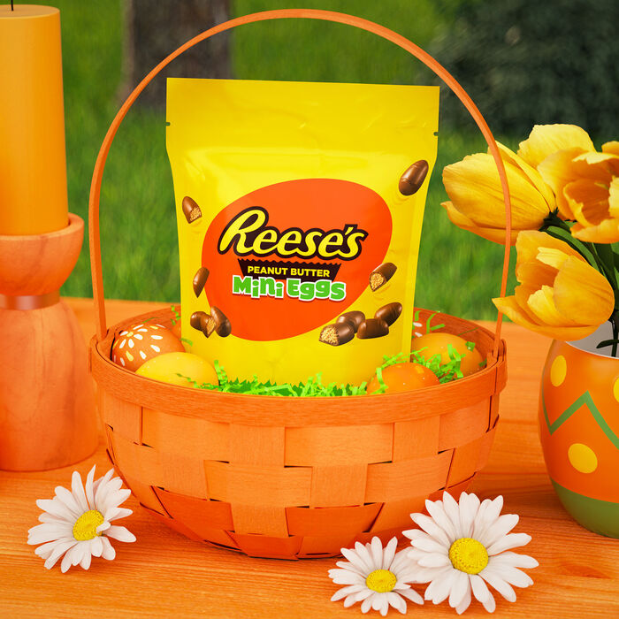 Image of REESE'S Milk Chocolate Peanut Butter Creme Mini Eggs, Easter Candy Resealable Bag, 8 oz Packaging
