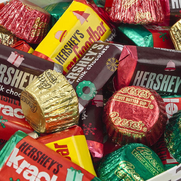 Image of HERSHEY'S KISSES and Assorted Miniatures Filled Two-Box Holiday Gift Tower Packaging