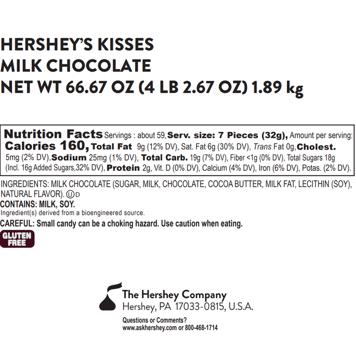 Image of HERSHEY'S KISSES Milk Chocolates in Holiday Mixed Foils - 66.7oz Candy Bag Packaging