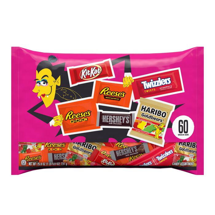 Image of Hershey Assorted Flavored Snack Size, Individually Wrapped Candy Variety Bag, 25.8 oz (60 count) Packaging
