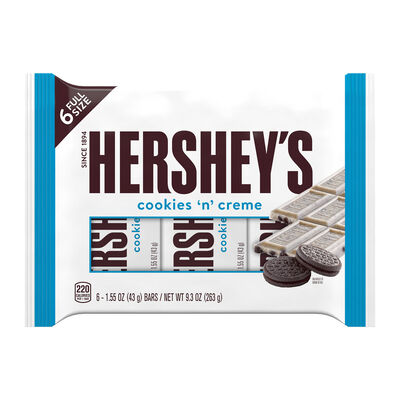 HERSHEY'S Cookies 'n' Creme Candy  Bars, 1.55 oz (6 Count)