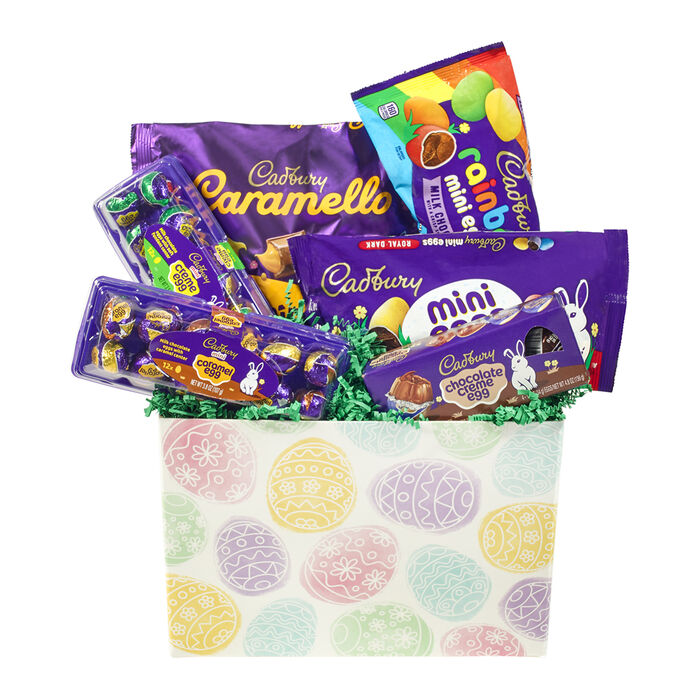 Image of Hop Into Easter CADBURY Treats Gift Basket Box Packaging