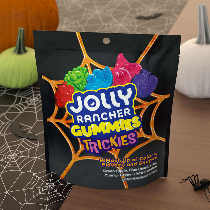 Image of JOLLY RANCHER TRICKIES Gummies Assorted Fruit Flavored, Halloween Candy Resealable Bag, 7.1 oz Packaging