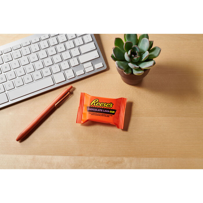 Image of REESE'S Chocolate Lava Milk Chocolate Snack Size Peanut Butter Cups Candy Bag, 9.35 oz Packaging