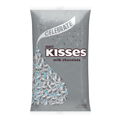 HERSHEY'S KISSES Silver Foils Milk Chocolate Candy Bulk Bag, 60 oz