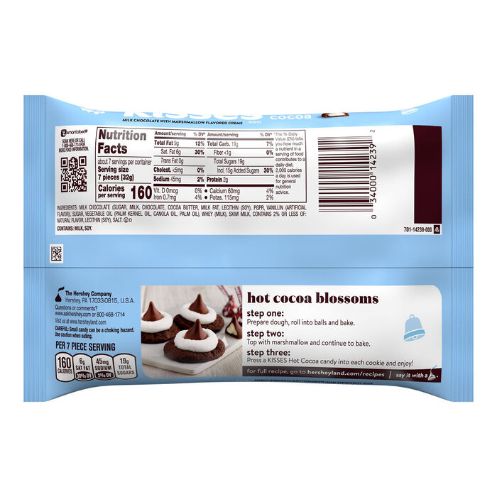 Image of HERSHEY'S KISSES Hot Cocoa Flavored, Christmas , Candy Bag, 8.1 oz Packaging