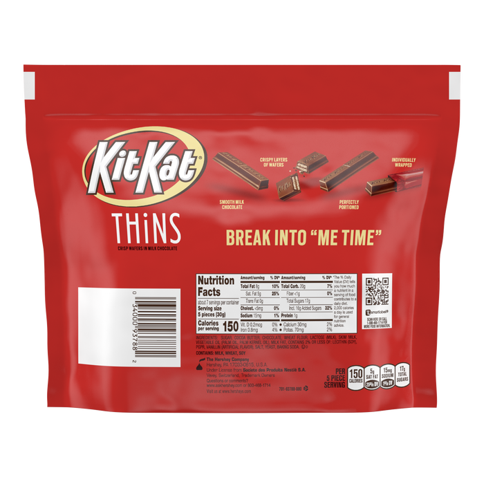 Image of KIT KAT® THiNS Milk Chocolate Candy Bars, 7.37 oz bag Packaging