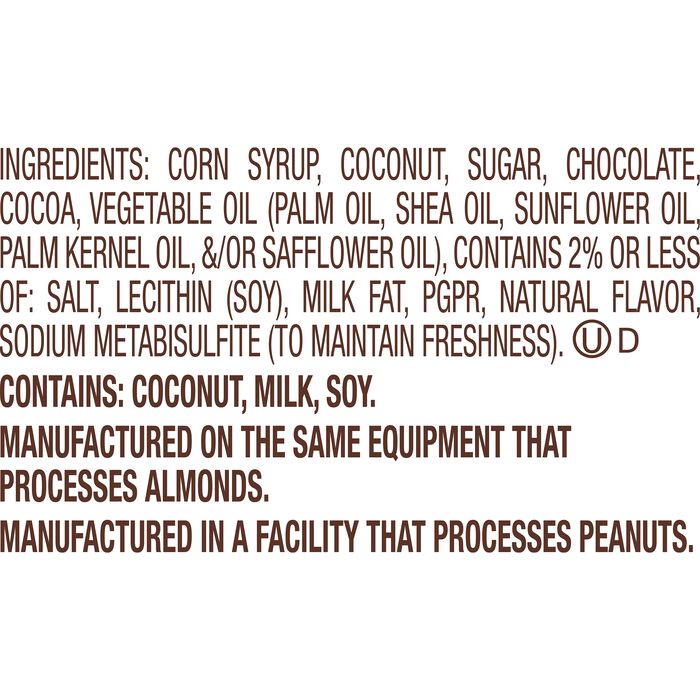 Image of MOUNDS Dark Chocolate and Coconut Snack Size, Candy Bars Bag, 11.3 oz Packaging