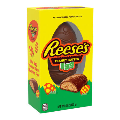 REESE'S Milk Chocolate Peanut Butter Egg, Easter  Candy  Gift Box, 6 oz
